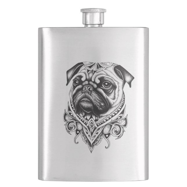 Flasque Carlin Animaux de compagnie Nature Illustration Ar (devant)