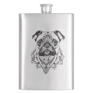 Flasque Carlin Animaux de compagnie Nature Illustration Ar