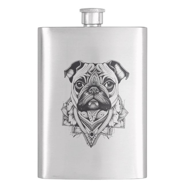Flasque Carlin Animaux de compagnie Nature Illustration Ar (devant)