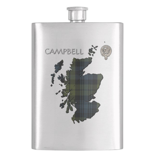 Flasque Carte Clan Campbell Crest & Tartan (devant)