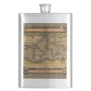 Flasque Carte du monde d'Ortelius 1570 : cartographie anti