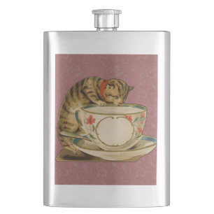 Flasque Cat Teacup Cute Vintage Victorien