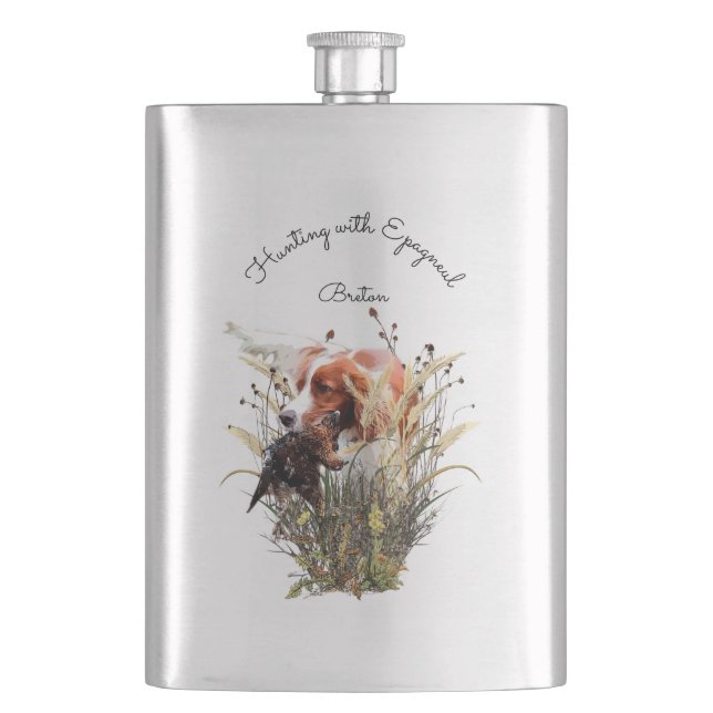 Flasque Chasse avec Epagneul Breton (devant)