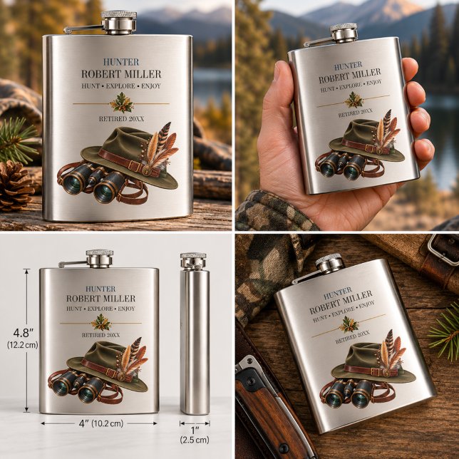 Flasque Chasseur retraite chasse explorer profiter (Créateur téléchargé)