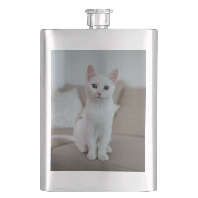 Flasque chat blanc | Zazzle_Growshop. (devant)