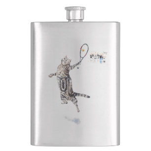 Flasque Chat Jouant Au Tennis