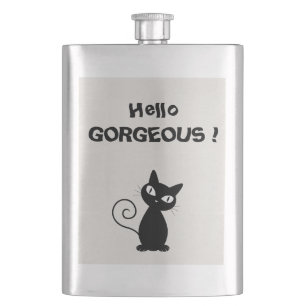 Flasque Chat noir fantaisiste et scintillant - Bonjour Mag