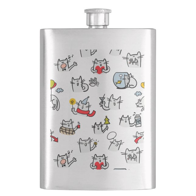 Flasque Chats amusants, lait et magie. (devant)