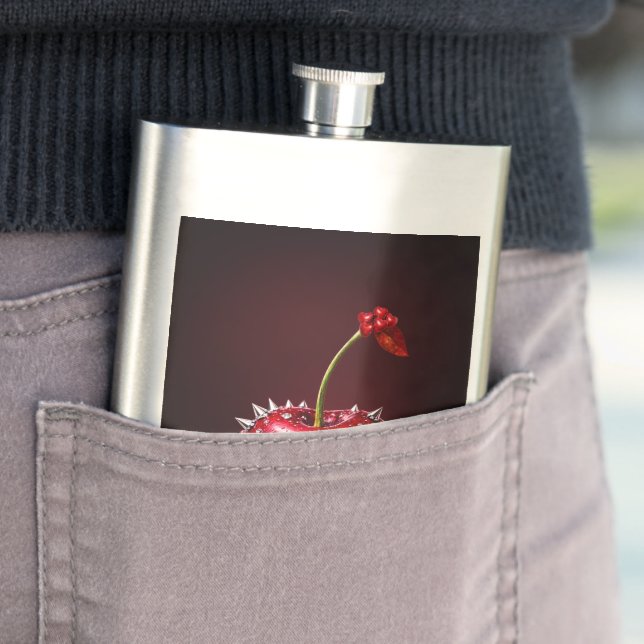 Flasque Cherry Rock Style Stainless Steel Flask (En situation)