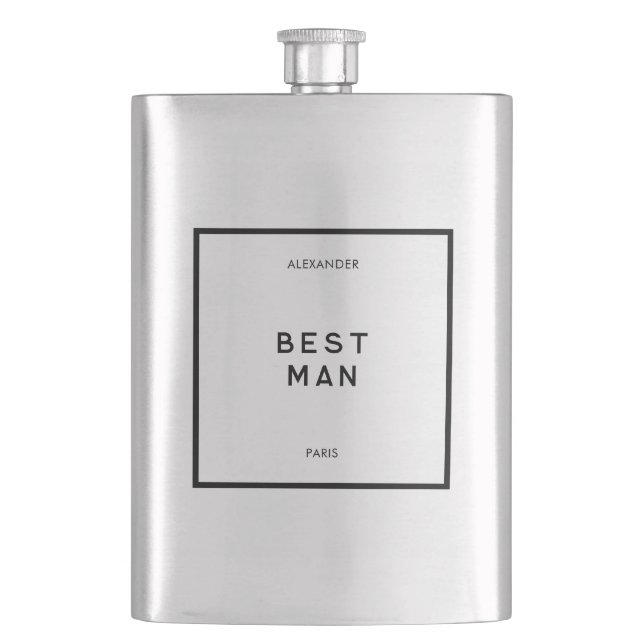 Flasque Chic Minimal Français Noir & Blanc Meilleur Nom Ho (devant)