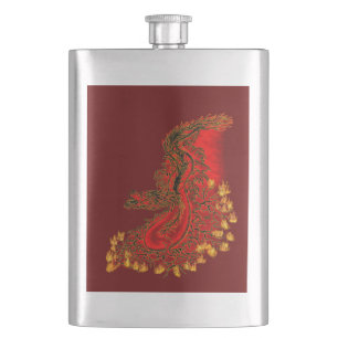 Flasque Chine Dragon rouge et or design