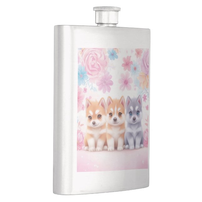 Flasque Chiots Kawaii Husky : Café Pastel Pals (Droite)