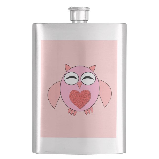 Flasque Chouette de coeur rose (devant)