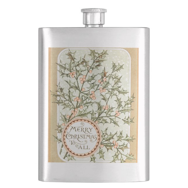 Flasque Christmas Holly Jolie Antique Salutation (devant)