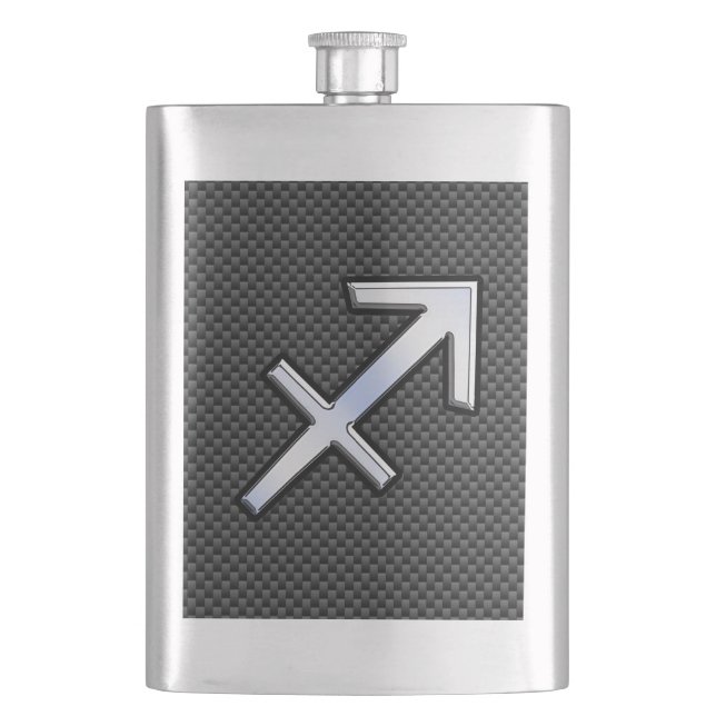 Flasque Chrome Like Sagittarius Sign Carbon Fiber Print (devant)