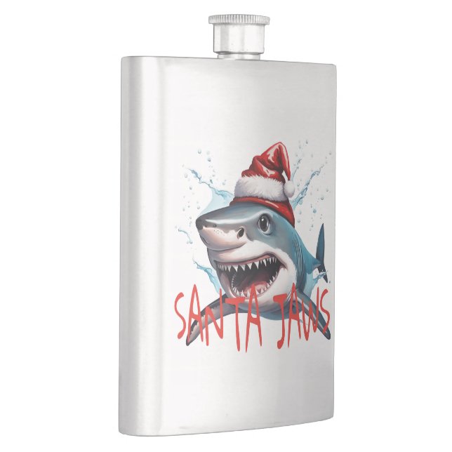 Flasque Citation de Santa Jaws Pun Noël Requin Dessin Anim (Droite)