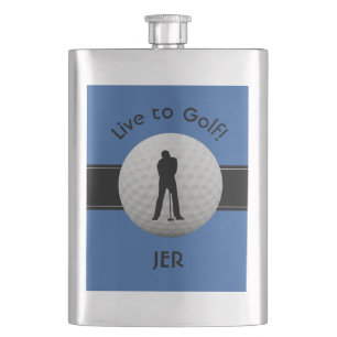 Flasque Citation Golf Initiales Monogrammes Bleu Noir