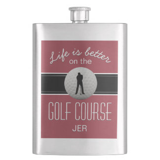 Flasque Citation Golf Monogramme Rouge Cramoisi La Vie Est