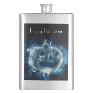 Flasque citrouille d'Halloween sous la pluie