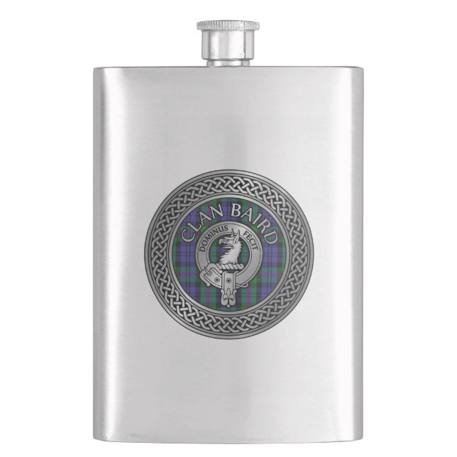 Flasque Clan Baird Crest & Tartan Knot (devant)