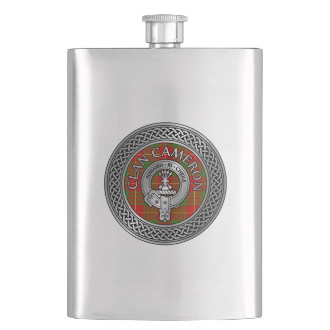 Flasque Clan Cameron Crest & Tartan Knot Flask (devant)