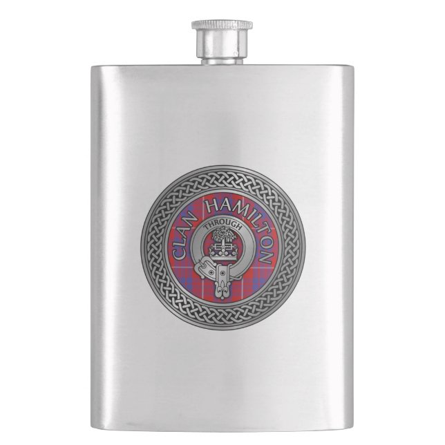 Flasque Clan Hamilton Crest & Tartan Knot Flask (devant)