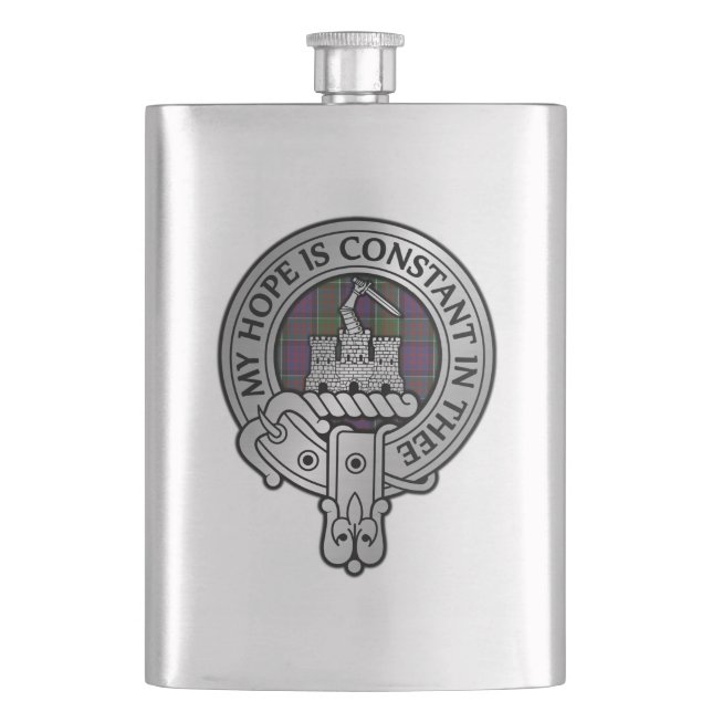 Flasque Clan MacDonald de Clanranald Crest & Tartan Flask (devant)