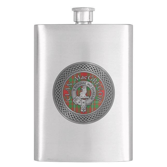 Flasque Clan MacGregor Crest et Tartan Knot (devant)
