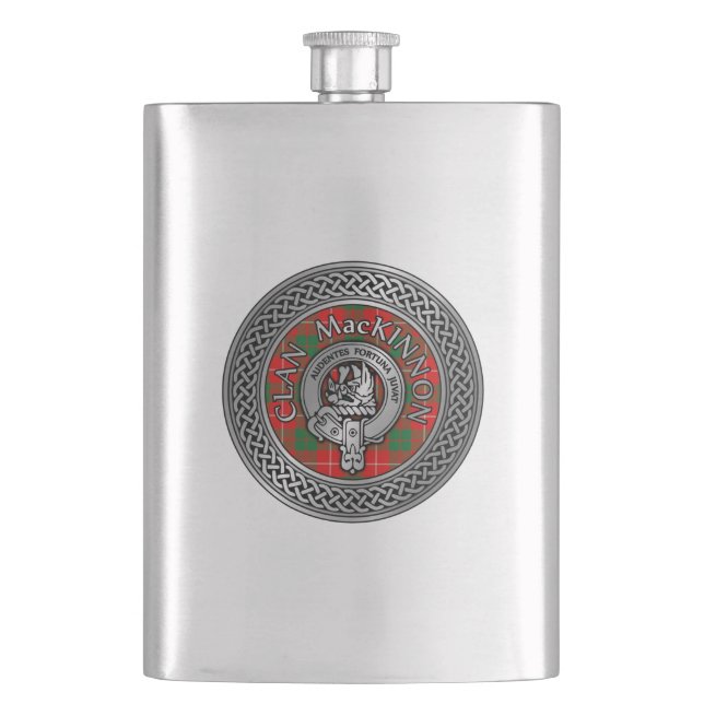 Flasque Clan MacKinnon Crest & Tartan Knot Flask (devant)