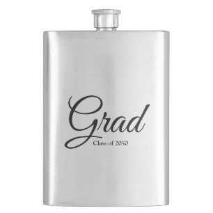 Flasque Classe Grad de 2024 noir script personnalisé texte