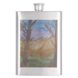 Flasque Classic des arbres du coucher de soleil