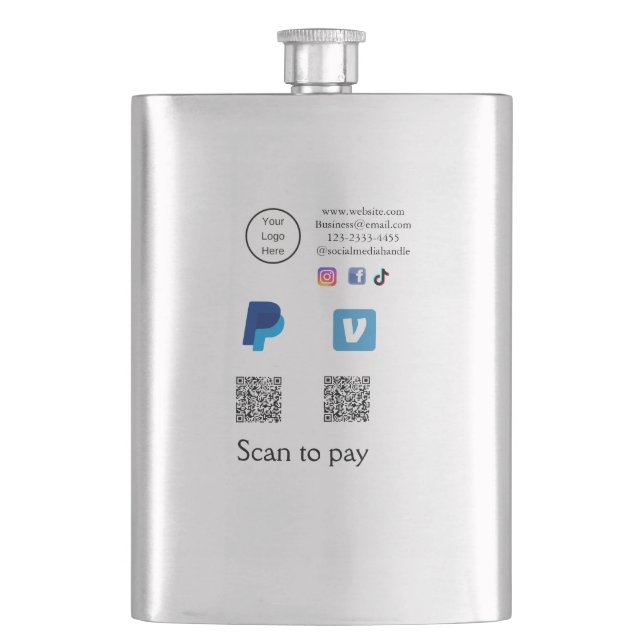 Flasque Code QR PayPal venmo scan pay ajouter médias socia (devant)