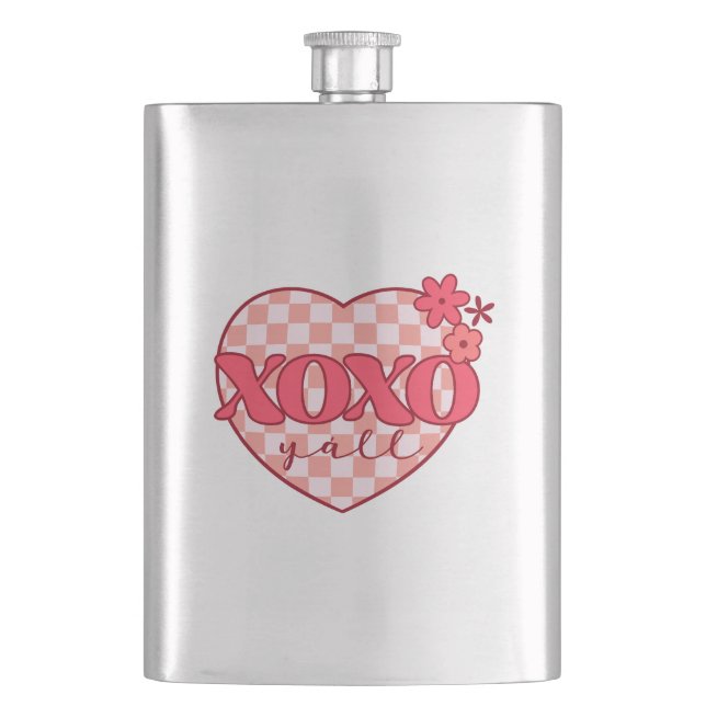 Flasque Coeur rose Xoxo Hugs et baisers (devant)