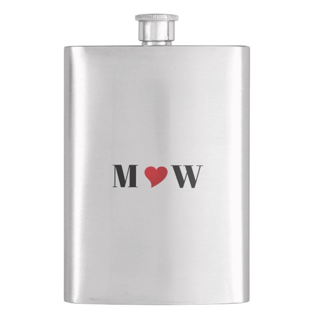 Flasque Coeur rouge monogramme initiales de couple personn (devant)