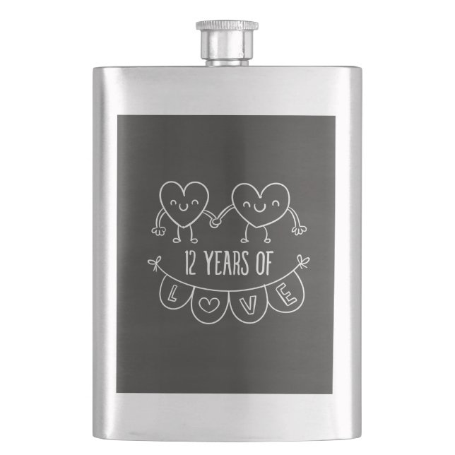 Flasque Coeurs de calèche-cadeaux du 12e anniversaire (devant)