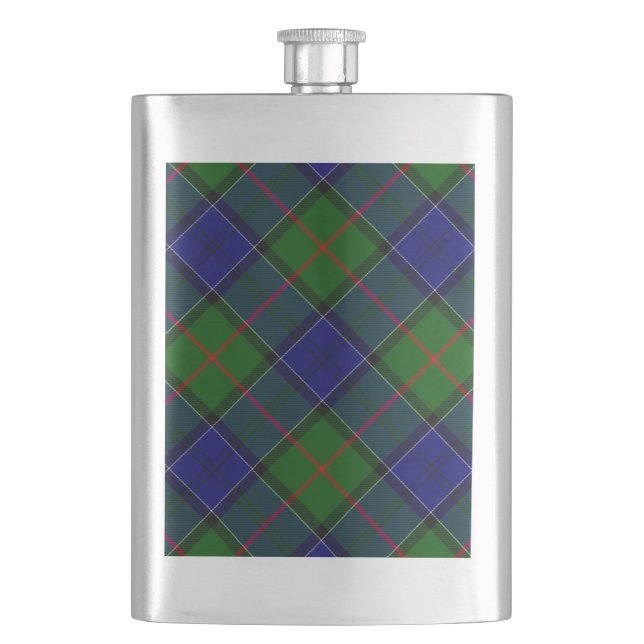 Flasque Colquhoun tartan bleu vert plaid (devant)