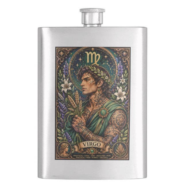 Flasque Conception du zodiaque Vierge Masculin Céleste (devant)