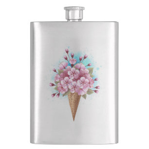 Flasque Cône rose Sakura crème glacée gaufre