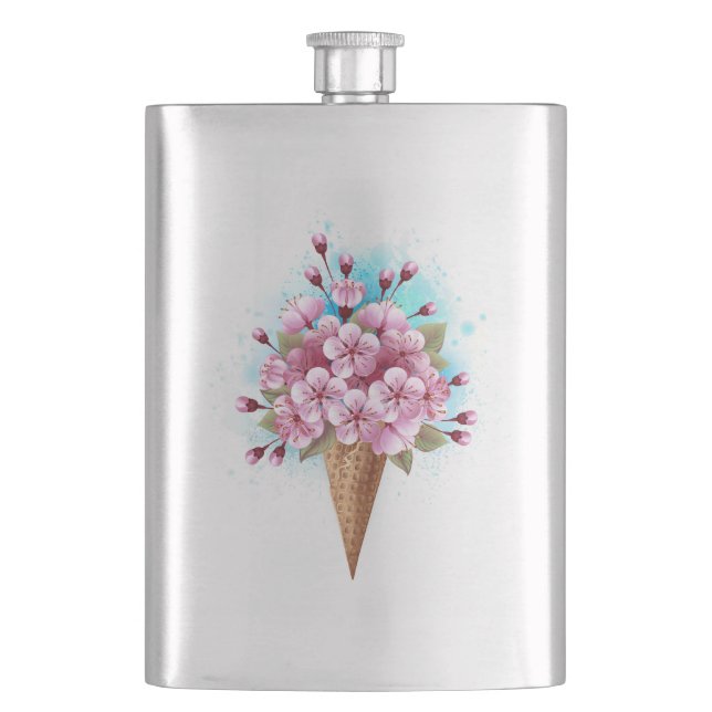 Flasque Cône rose Sakura crème glacée gaufre (devant)