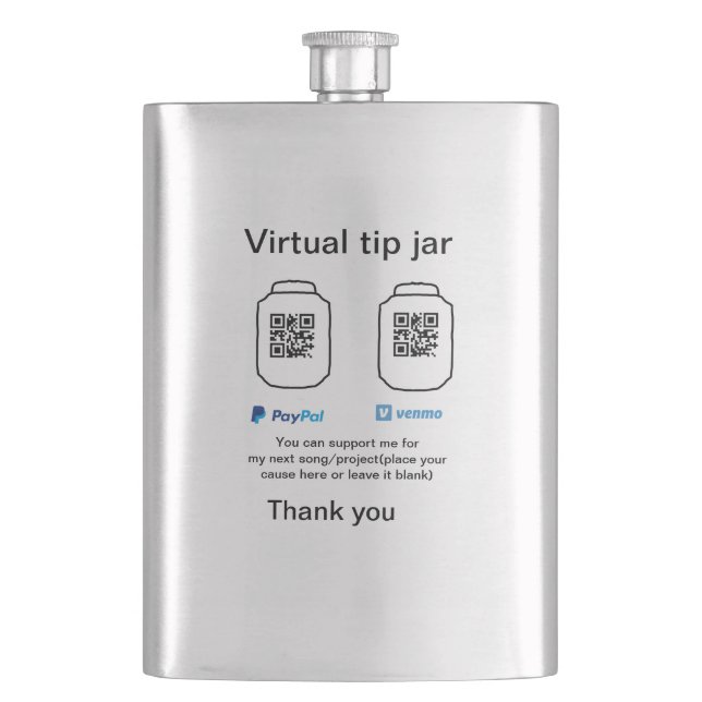 Flasque Conseil virtuel jar q r code argent don PayPal ven (devant)