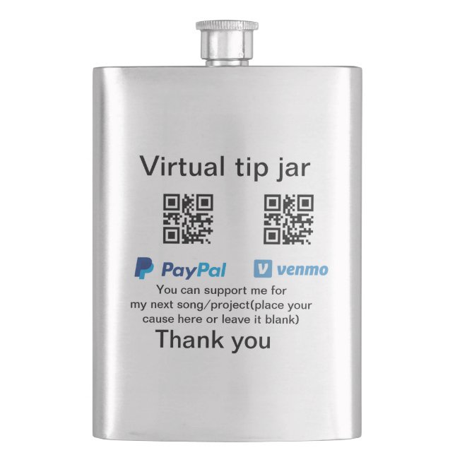 Flasque Conseil virtuel jar q r code argent don PayPal ven (devant)
