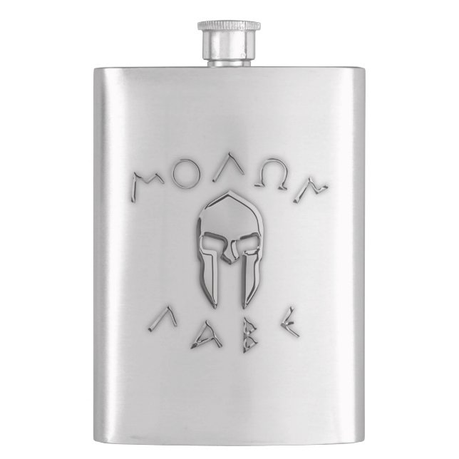 Flasque Copie spartiate de casque de chrome de Molon Labe (devant)
