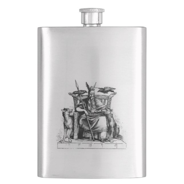 Flasque Corbeaux d'Odin sur Trône de Pierre Mythologie Vik (devant)