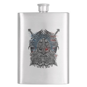Flasque Corbeaux et épées d'Odin Mythologie Viking drapeau