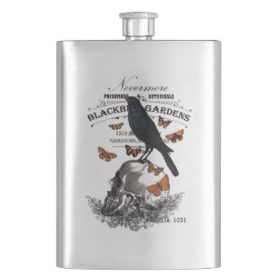 Flasque corneille et crâne vintage moderne à halloween