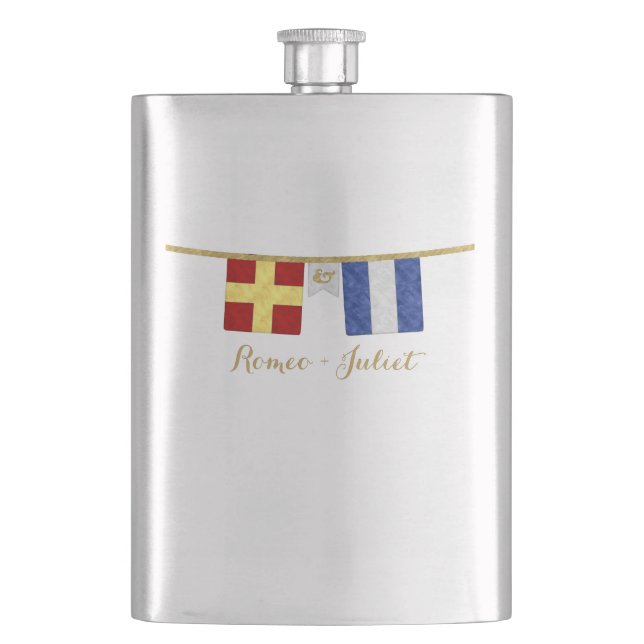 Flasque Couples Monogramme Signal Maritime Drapeaux Aquare (devant)