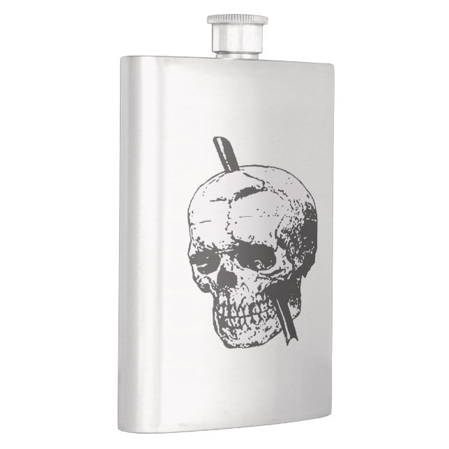 Flasque Crâne noir et blanc avec vecteur de dameuse (Droite)