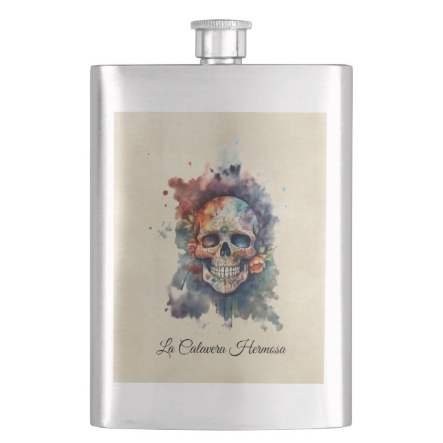 Flasque Crâne personnalisé Calavera Hermosa Jour des Morts (devant)