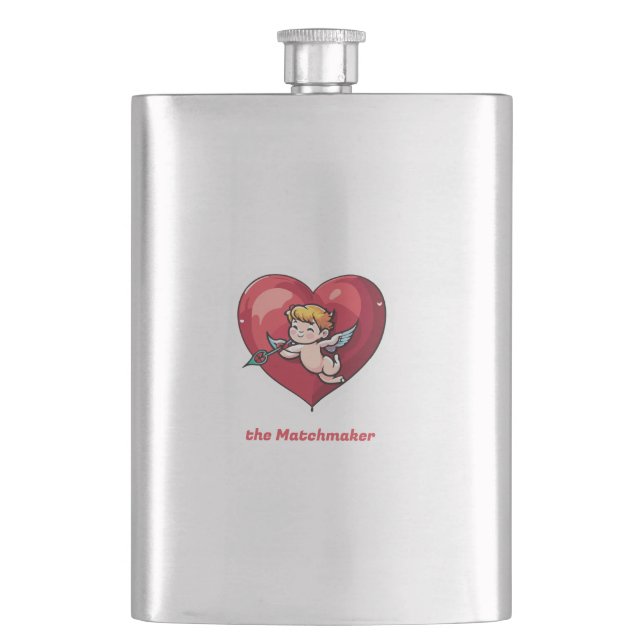 Flasque Cupidon sur le coeur rouge (devant)
