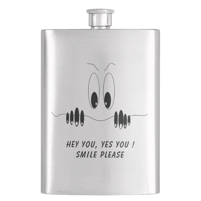 Flasque Curiosity Eyes Funky Flask Smile - Texte Personnal (devant)